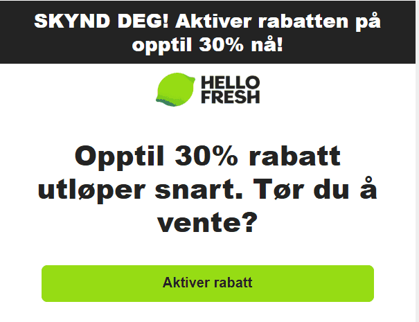 HelloFresh: Opptil 30 % rabatt - aktiver rabatten na